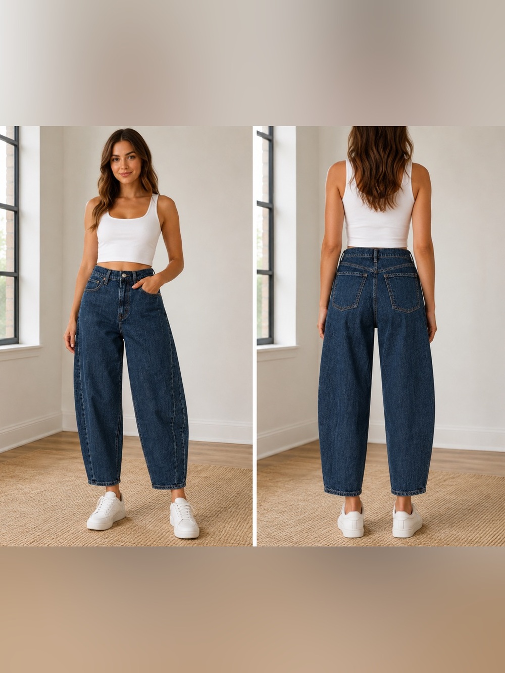Old Navy High-Rise Baggy Barrel Leg Jeans 8 Petite Dark Wash